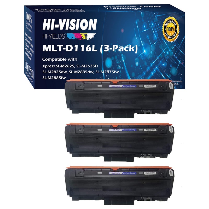 HI-VISION HI-YIELDS Compatible Toner Cartridge Replacement for MLT-D116L D116L, Black, 3 Pack - Image 1